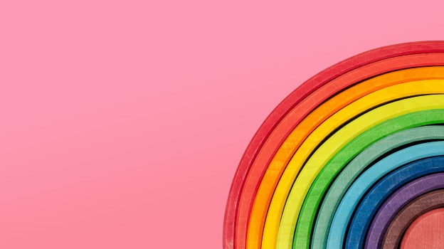 Rainbow on pink background