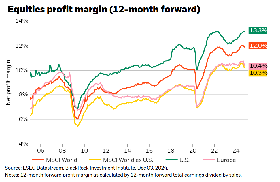 Equities profit margin (12-month forward) chart