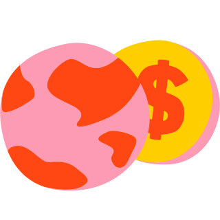 Globe with a dollar coin icon