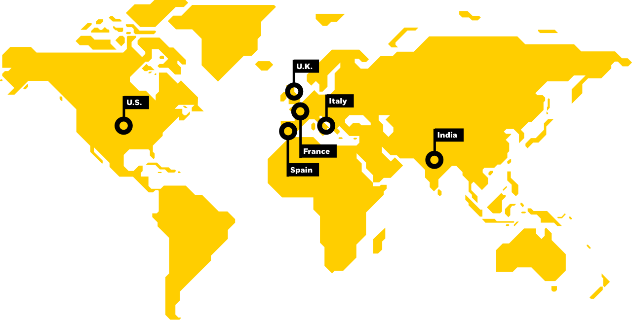 Yellow vector world map