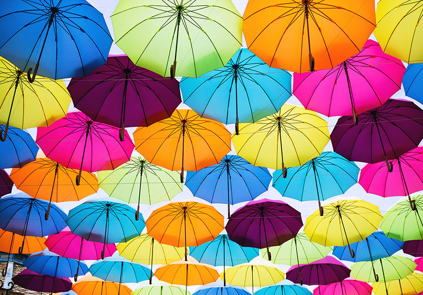 colored umbrellas