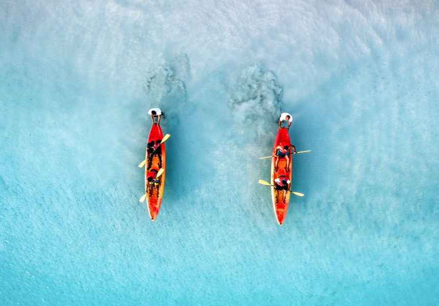 Two boats in sea