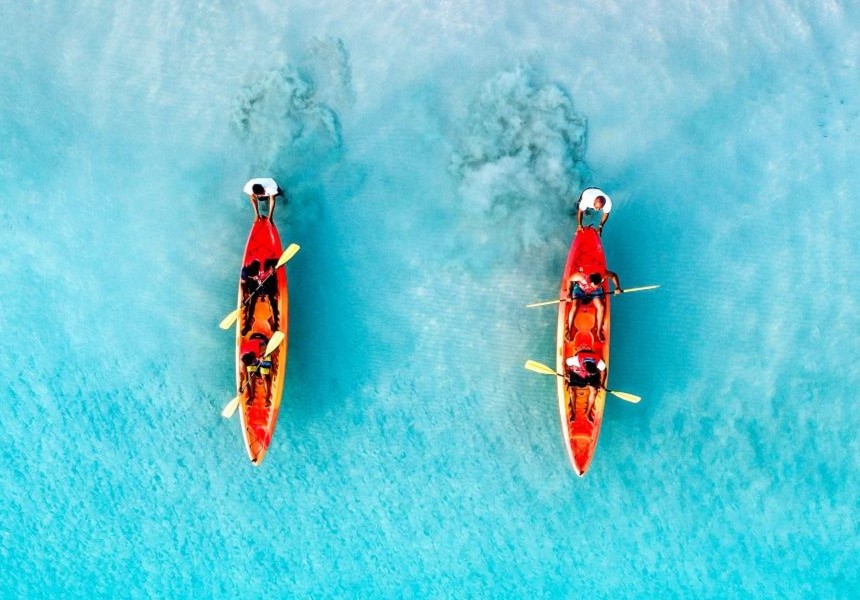 Two people kayaking