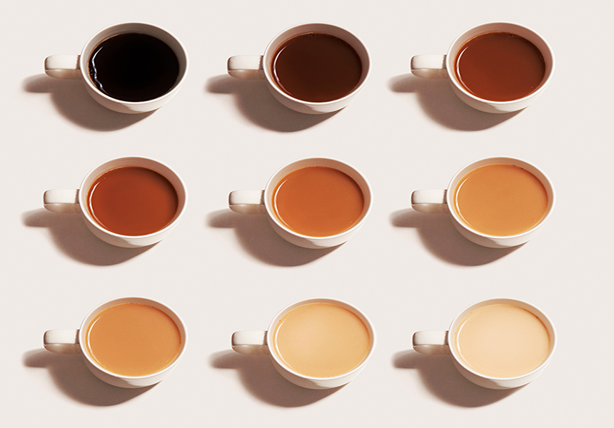 Cups of coffee in a square.