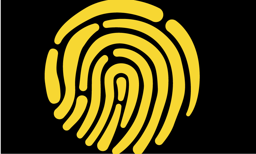 decorative yellow fingerprint on a black background