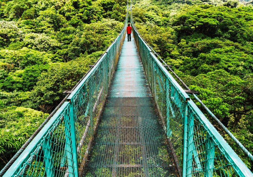 View bridge with man walking