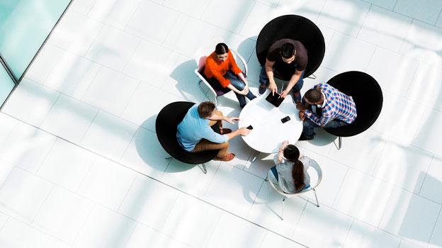 round table discussion among five people