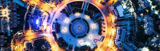 Aerial of road at night