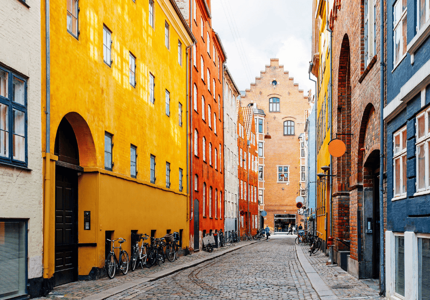 Color full building on a street