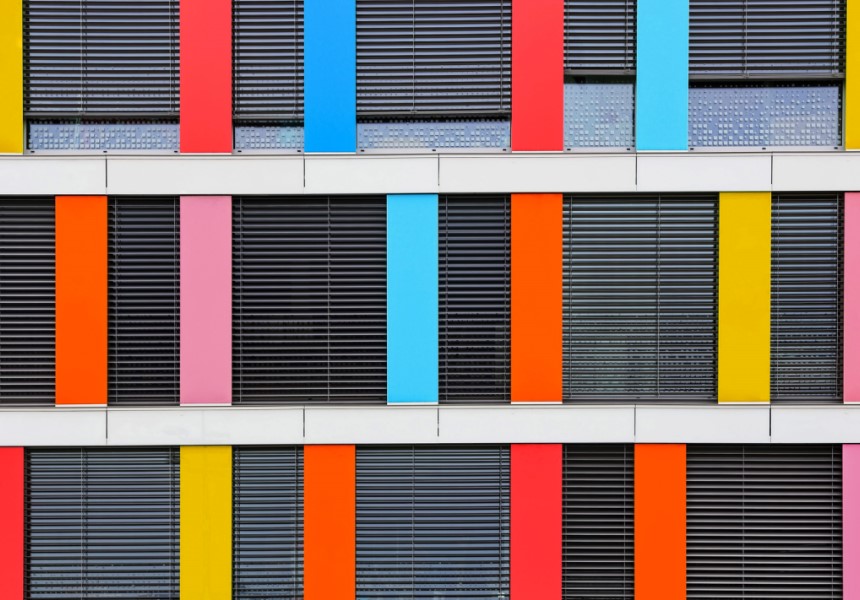 Colorful columns in wall