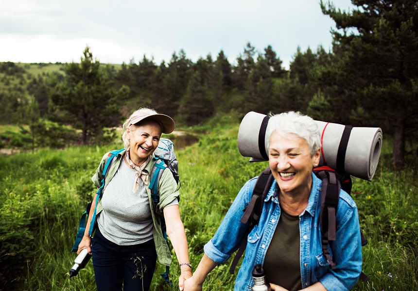 Two women on a hike