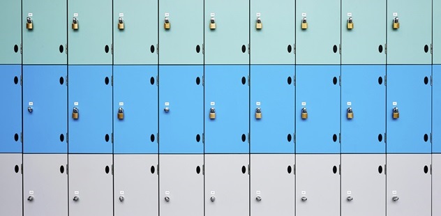 Three rows of lockers
