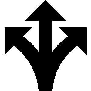 Symbol eines Pfeils, der in drei Richtungen zeigt