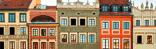 Image of town houses in the old town of Poland, Warsaw