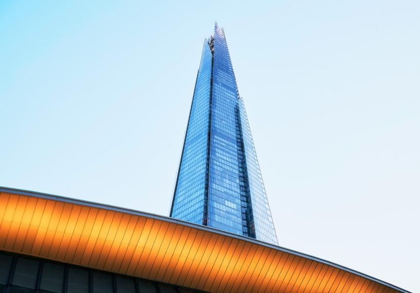 Tall building against blue sky.