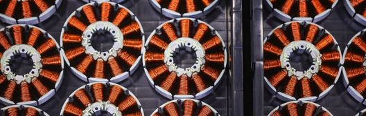 Electric motor stators with copper coils.