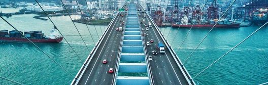 View of a major city connector bridge.